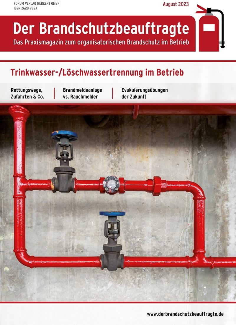 Ausgabe August 2023 – Trinkwasser-/Löschwassertrennung im Betrieb